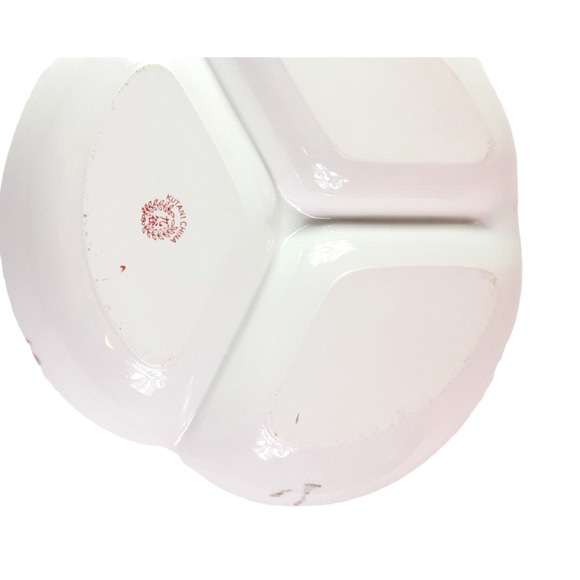 Kutani China Handled Serving Dish 3 Divided White Dish Scenic Mountains 19.5"Vtg - Picture 3 of 8